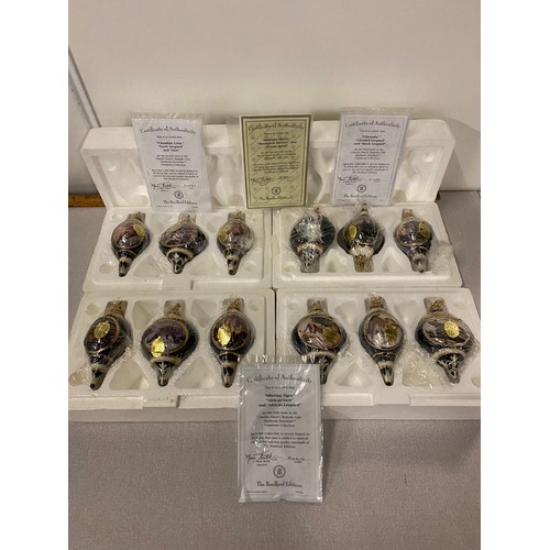 423 - 4 New The Bradford Edition 'Majestic Cats' Heirloom porcelain ornament collection with certificates.