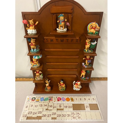 65 - New Danbury Mint Winnie the Pooh perpetual calendar figurines & display unit 16