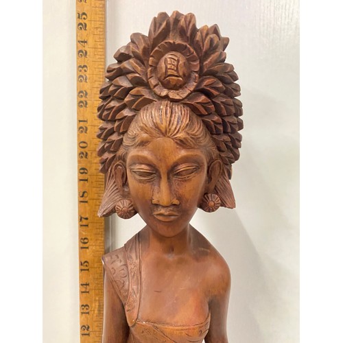 280 - 3 Balinese carved wooden figures. Tallest 24