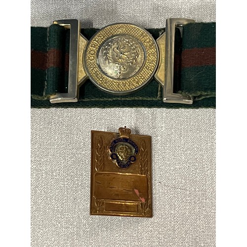 11 - Royal British Legion gilt and enamel standard bearers strap plate, with British Legion cap badge and... 