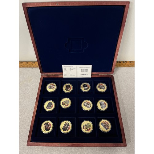 24 - Windsor mint Winston churchill 12 gold layered coin medallions complete set