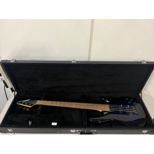 163 - Vintage Samick artist series bass guitar in pearl blue circa 1995, comes with fitted hard case great... 