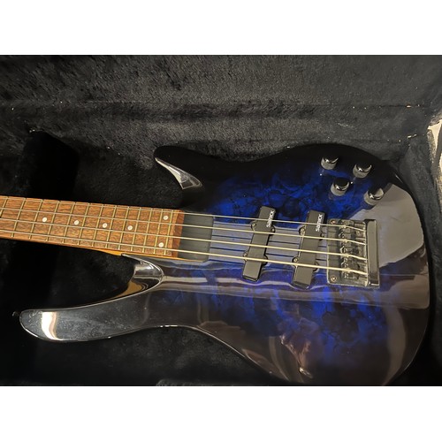 163 - Vintage Samick artist series bass guitar in pearl blue circa 1995, comes with fitted hard case great... 