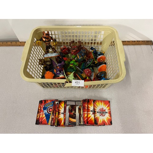 431 - collection of activision skylander figures along wth bakugan cards