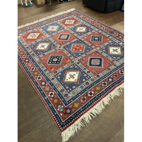 118 - A vintage persian hand knotted yalameh rug 
size 208cm x 238cm 100% wool,  geometric design 
excelle... 