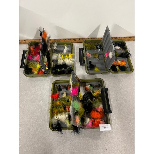 275 - 3 boxes of various fishing flies