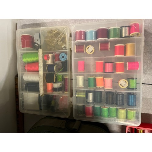 277 - Large collection of fly tying items to include feathers, cotton etc