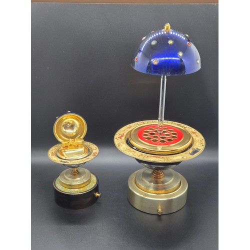 54 - Vintage musical Zodiac celestial globe cigarette holder along with matching windmill lighter.