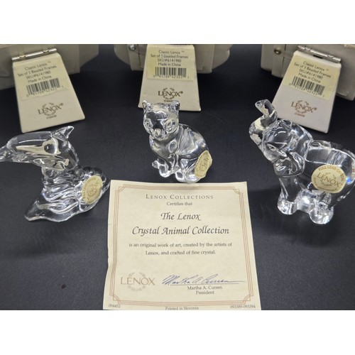 235 - Lenox miniature photo frames along with Lenox crystal animals & certificate.