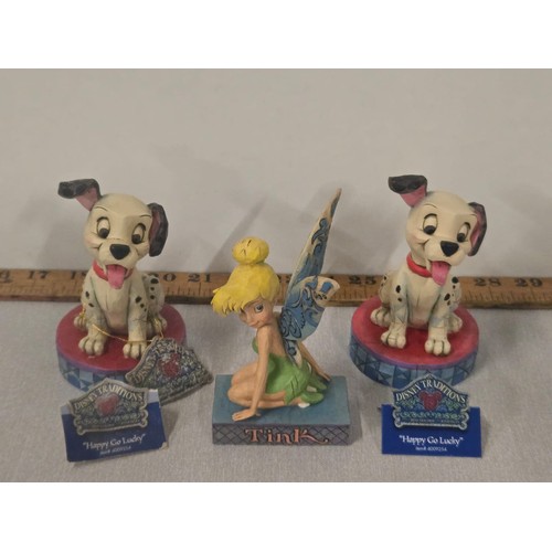 268 - 3 Jim Shore Disney showcase figures to include 2 'Happy go lucky' & 'Tinker bell'