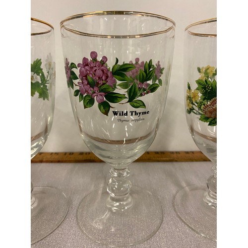 181 - Set of 4 Royal Worcester Herb glasses - Rosemary, Feverfew, Wild Thyme and Black Mustard.