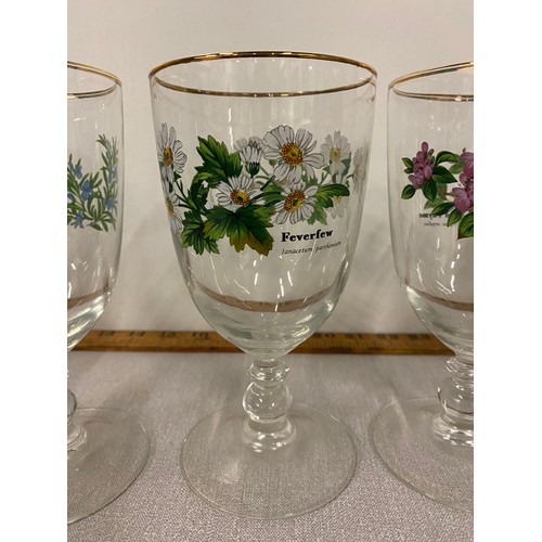 181 - Set of 4 Royal Worcester Herb glasses - Rosemary, Feverfew, Wild Thyme and Black Mustard.