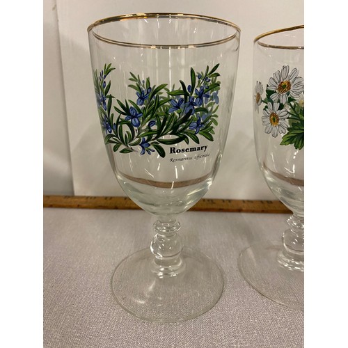 181 - Set of 4 Royal Worcester Herb glasses - Rosemary, Feverfew, Wild Thyme and Black Mustard.