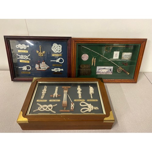 68 - 2 x 3D boxed wall hangings -  nautical and fishing along with Nautical key holder box.