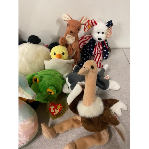 256 - 14 TY Beanie baby's all with tags to include Large Panda, Seahorse & Princess Diana etc.