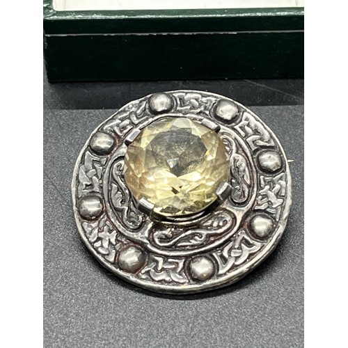 29 - Scottish silver hallmarked brooch with large citrine