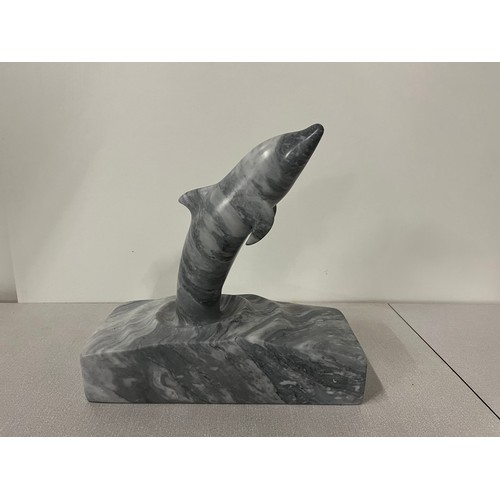 134 - Large heavy marble/onyx dolphin 10.5