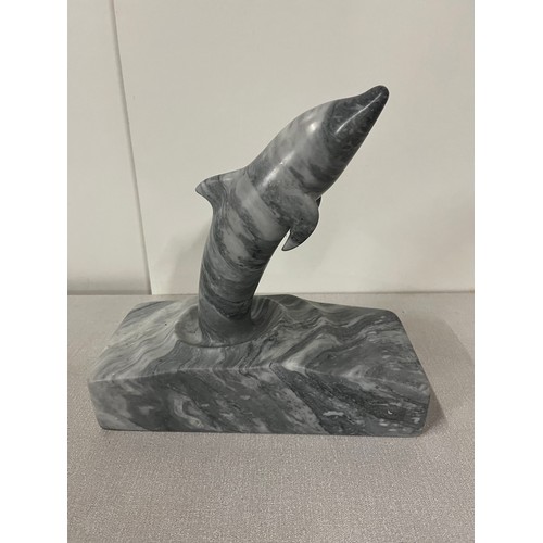 134 - Large heavy marble/onyx dolphin 10.5