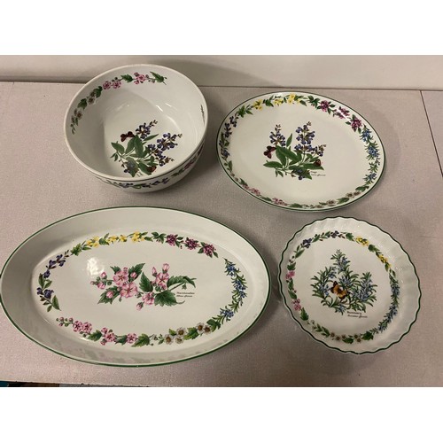 198 - Royal Worcester 'Herbs' serving dishes to include Salad bowl & flan dish etc.