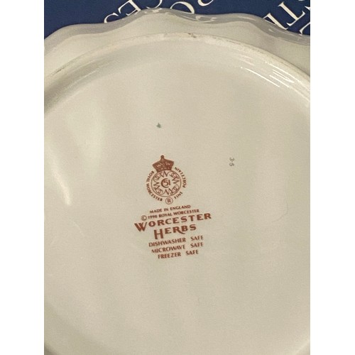 199 - All boxed Royal Worcester 'Herbs' cake plate & knife along with  2 shell plates.