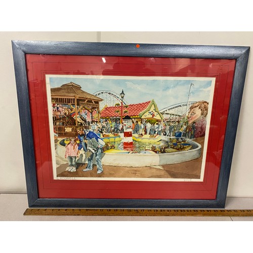 288 - Framed water colour by Leonard Rodwell of Blackpool pleasure beach 