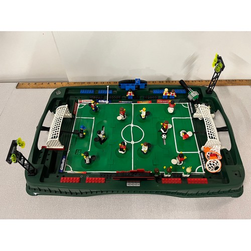 55 - Lego football stadium & figures along with basketball figures & hoops etc.