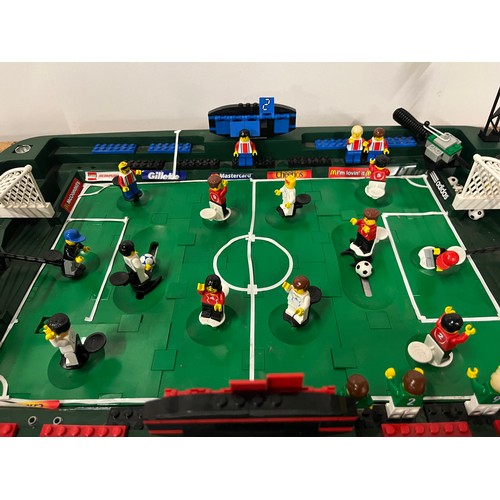 55 - Lego football stadium & figures along with basketball figures & hoops etc.