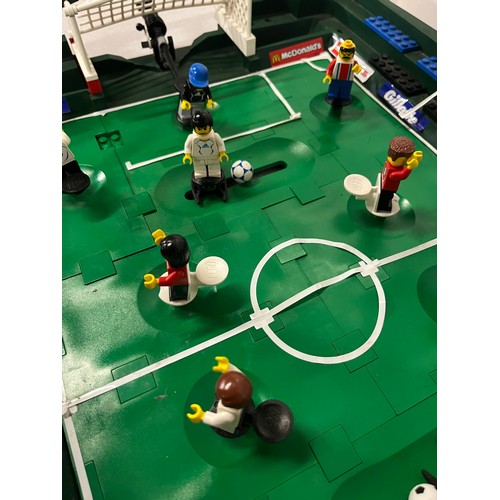 55 - Lego football stadium & figures along with basketball figures & hoops etc.