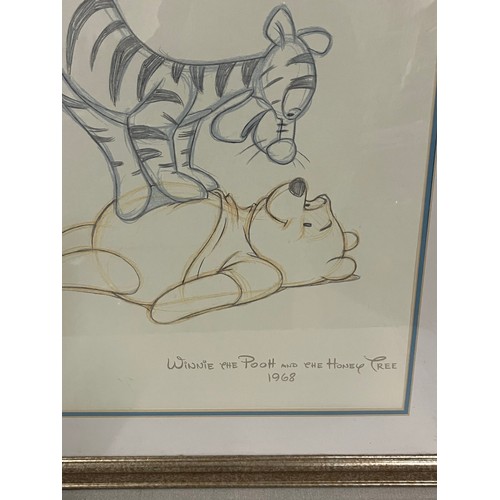 94A - Large gilt framed winnie the pooh & the honey tree print 36 x 27 inches