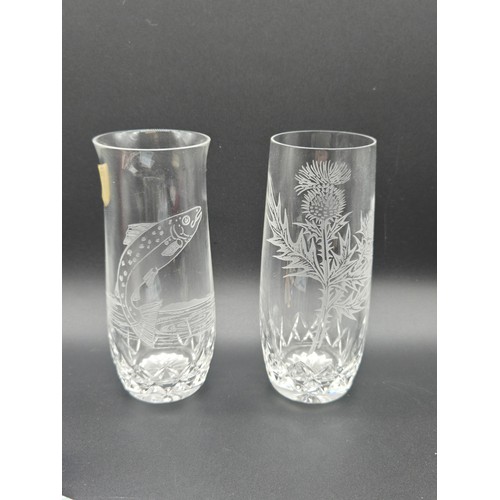 77 - Selection of glass and crystal to include Edinburgh and country images whiskey glasses and decanters... 