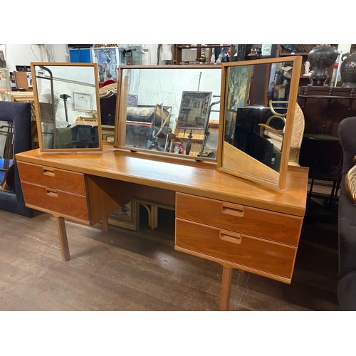 79A - Mid century White & Newton 3 mirror, 4 drawer dressing table. 60