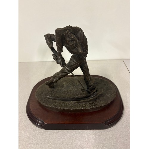 110 - Genesis fine art bronzed swinging golfer figure 23cm high signed B A ormond