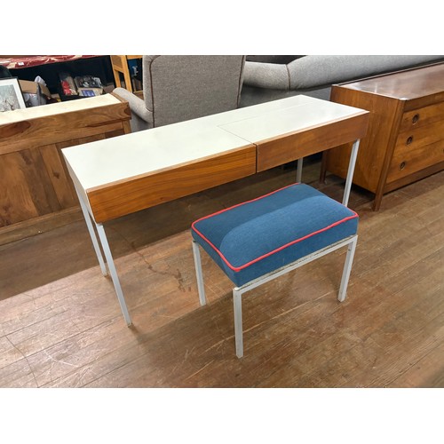 105 - 1960's Walter Muller desk/dressing table with walnut drawer fronts on stainless steel legs & matchin... 