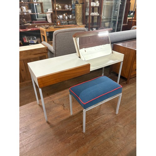 105 - 1960's Walter Muller desk/dressing table with walnut drawer fronts on stainless steel legs & matchin... 