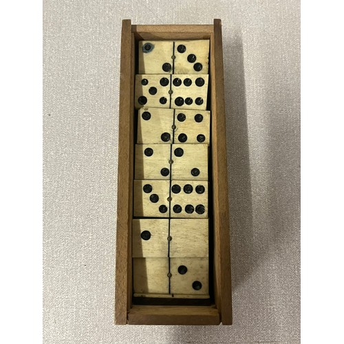 70 - Full set of antique bone and ebony dominoes along with further wooden dominoes and 2 cribbage gaming... 