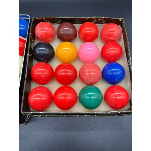 107 - 2 complete sets -snooker/billiard balls and pool balls.