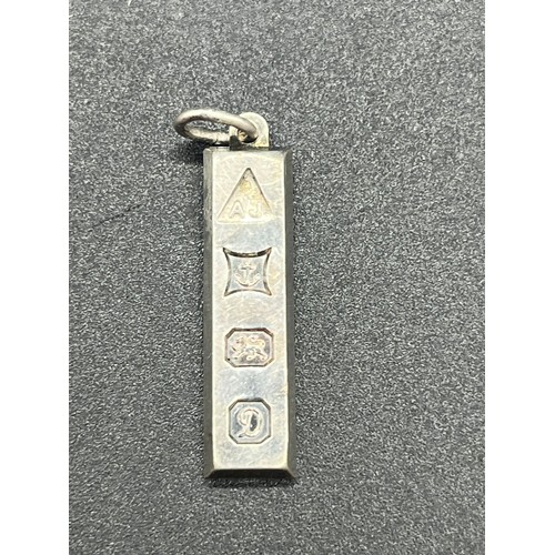 61 - Vintage Sterling silver ingot pendant 1978 by Apex jewellery and 925 silver and CZ stone ring.
