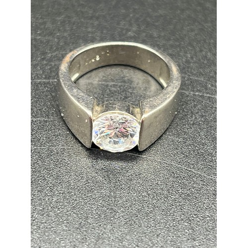 61 - Vintage Sterling silver ingot pendant 1978 by Apex jewellery and 925 silver and CZ stone ring.