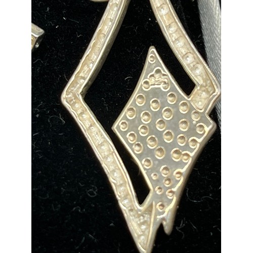 65 - Pandora 925 silver pendant chain necklace and pair of 925 silver diamond shaped earrings.