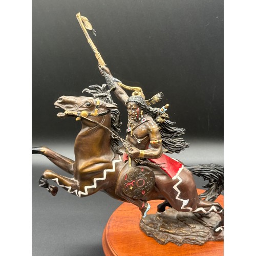 63 - Franklin mint bronze sculpture warrior of destiny with C.O.A