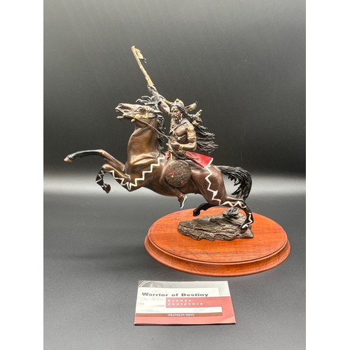 63 - Franklin mint bronze sculpture warrior of destiny with C.O.A