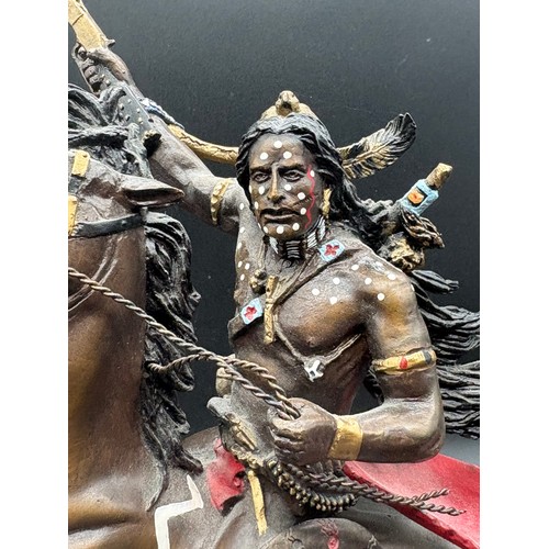 63 - Franklin mint bronze sculpture warrior of destiny with C.O.A