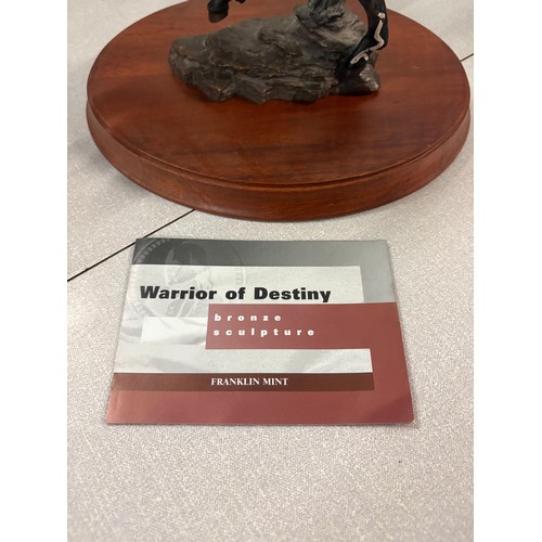 63 - Franklin mint bronze sculpture warrior of destiny with C.O.A