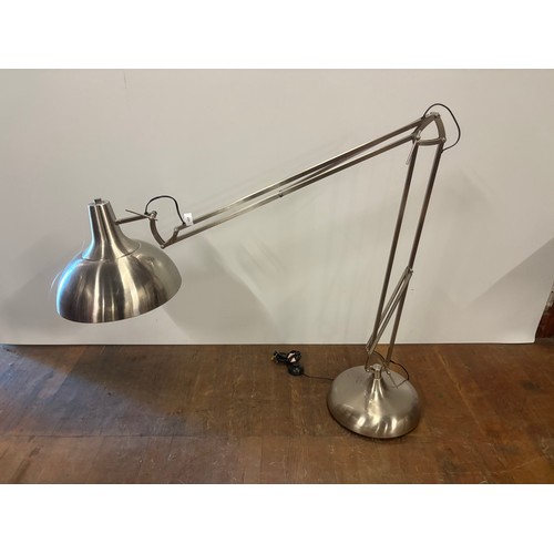 101 - Brushed steel anglepoise style floor lamp.