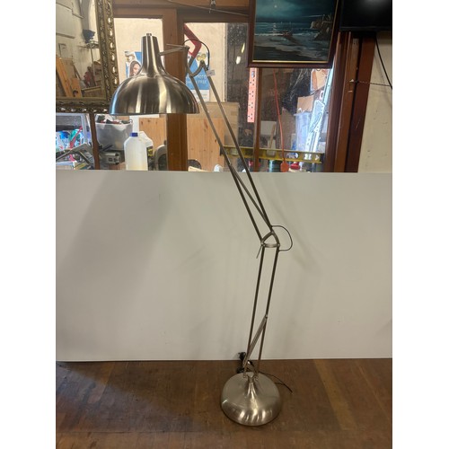101 - Brushed steel anglepoise style floor lamp.