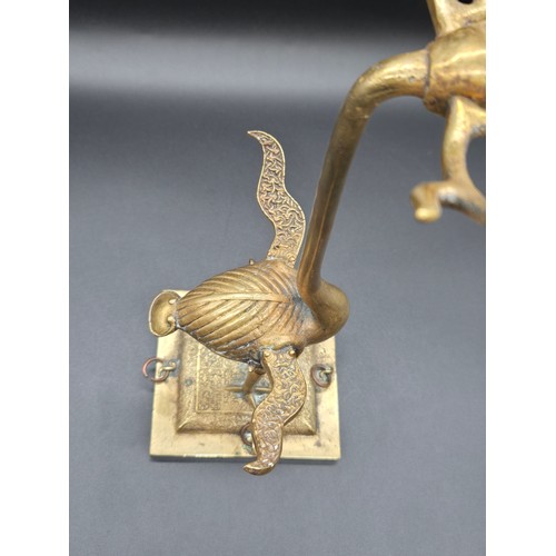 69 - Vintage Chinese bronze Standing crane with antlers 14