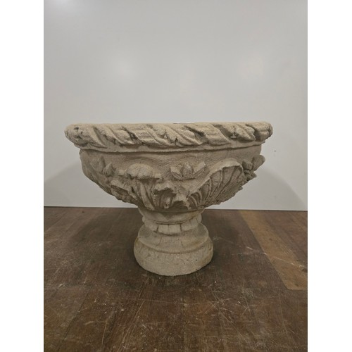 96 - Stone leaf design planter. 16