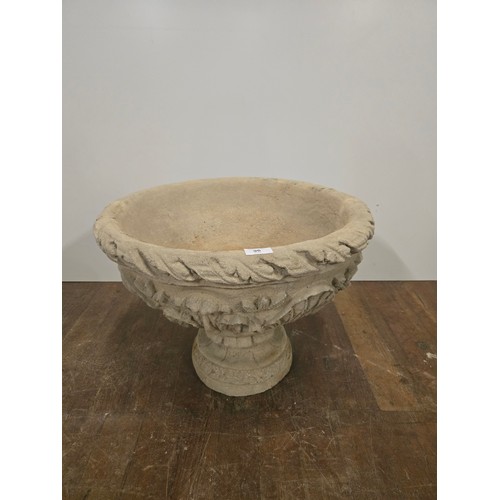 96 - Stone leaf design planter. 16