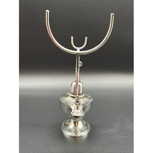 81 - Rare Antique silver plated Aladdin/ Genie oil lamp brandy glass warmer.