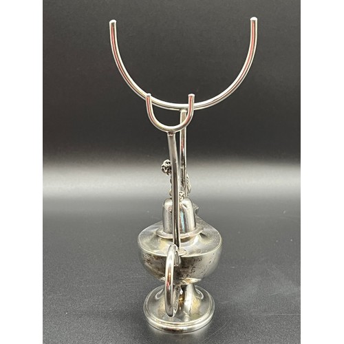 81 - Rare Antique silver plated Aladdin/ Genie oil lamp brandy glass warmer.